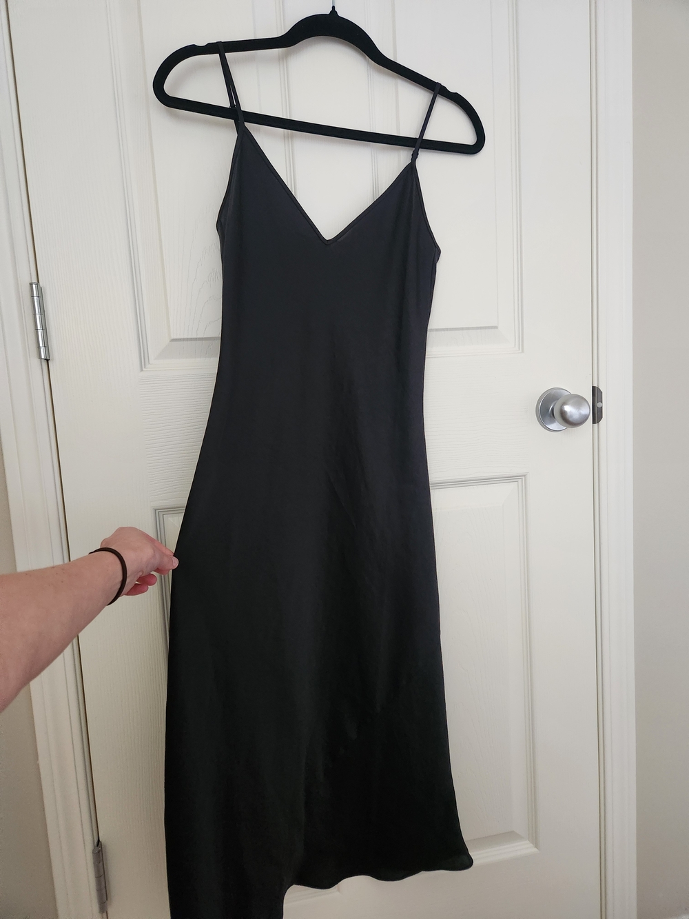 Wilfred Black Satin Midi Slip Dress - Picture 1 of 3